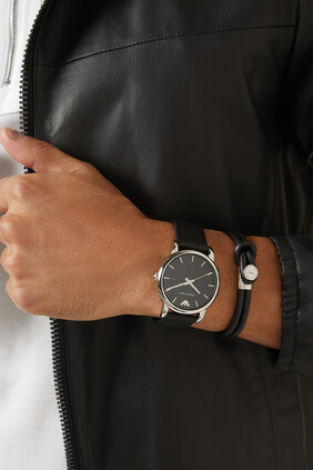 Luigi 43mm Leather Watch and Bracelet 2-Piece Set